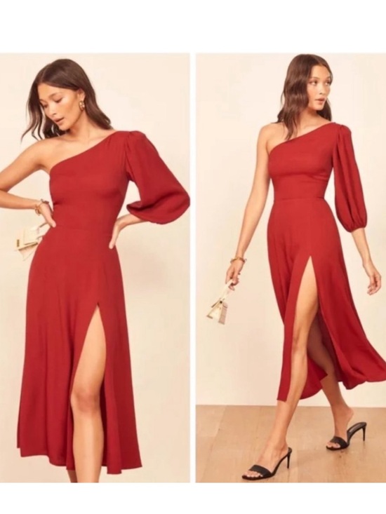 Reformation Dresses & Skirts - Reformation Lawrence One-Shoulder Red Midi Dress